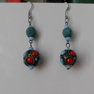 Orecchini pendenti turchese corallo