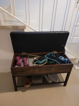 Banco zapatero con almacenaje - marrón y negro