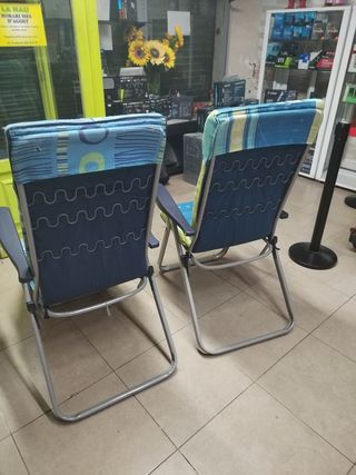Silla y tumbona plegables azules
