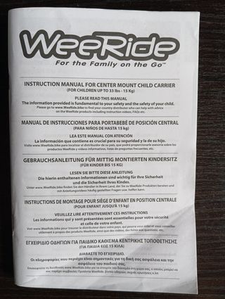 Silla bici WeeRide SafeFront Deluxe