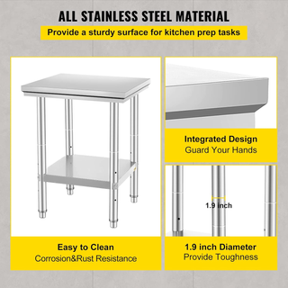 Tavolo da Lavoro in Acciaio Inossidabile, 60 x 60
