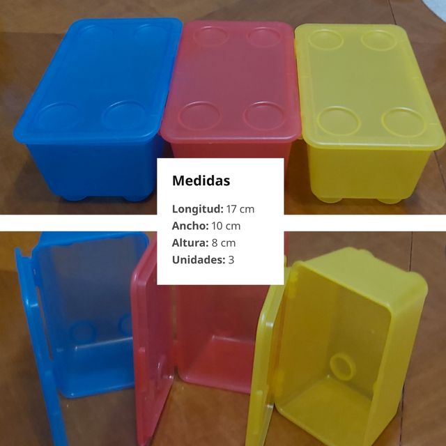 3 scatole Ikea Glis, blu, rosa e gialle