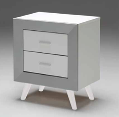 Mesita de noche gris y blanca en melamina