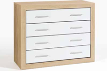 Cómoda 4 cajones - Madera blanca y beige