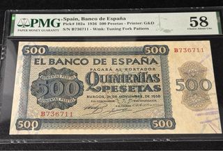 Billete 500 Pesetas España 1936