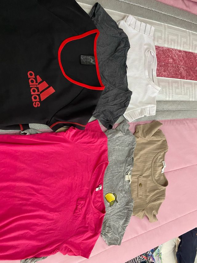 5 Blusas Mujer Talla S - Adidas, Rosa, Negra