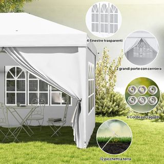 Gazebo 6x3 m Pieghevole da Giardino a 6 Pareti in