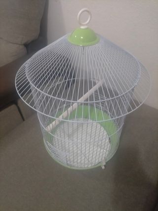 Jaula pajaros verde-blanca