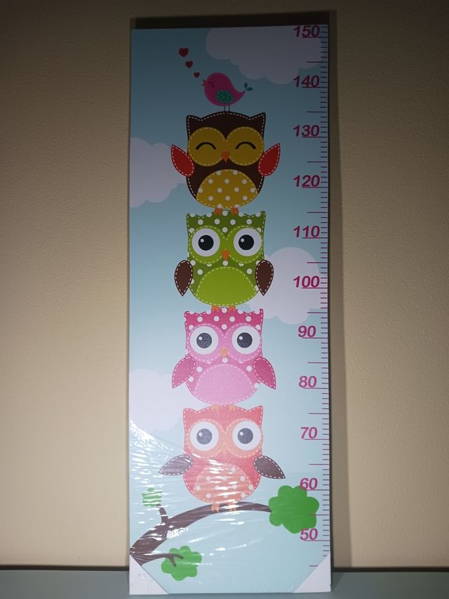 Cuadro infantil medidor de altura - búhos