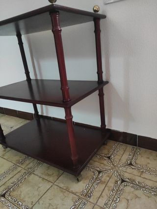 Mesa TV 3 estantes - Madera oscura