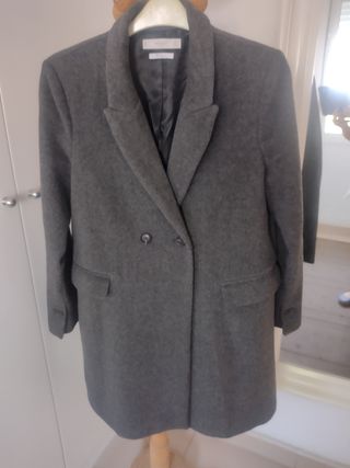 Abrigo Mango mujer gris L