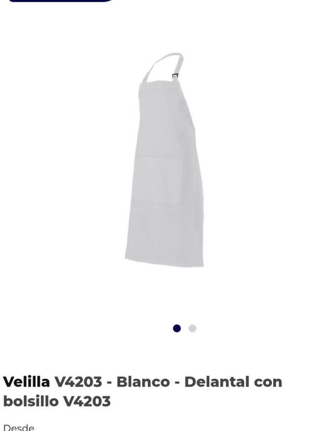 Delantal blanco con bolsillo de la marca Velilla