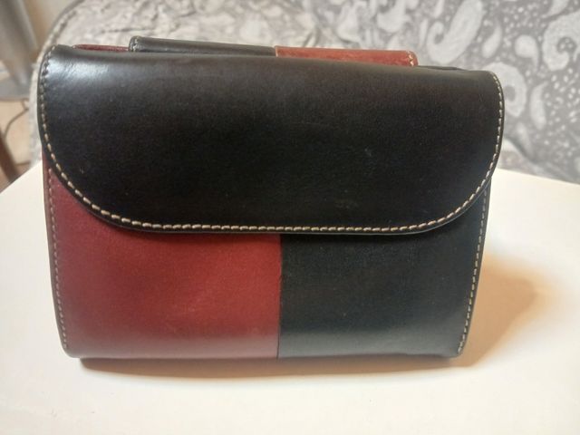 Monedero Piel Negro-granate