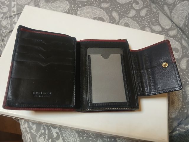 Monedero Piel Negro-granate