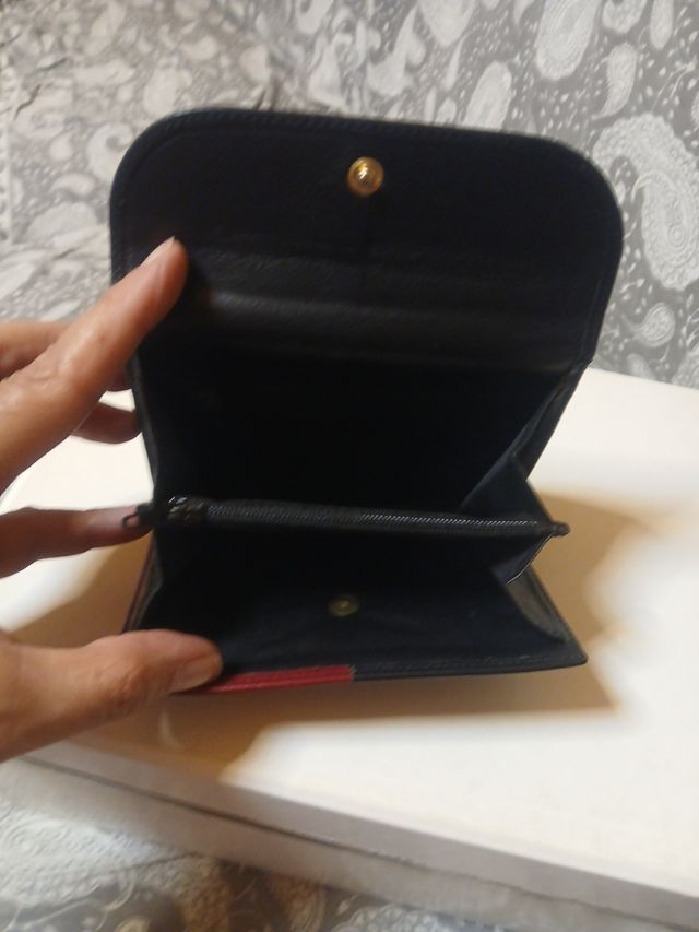 Monedero Piel Negro-granate