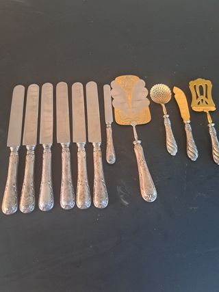 Posate antiche in argento - 8 coltelli + 3 pezzi