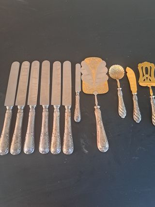 Posate antiche in argento - 8 coltelli + 3 pezzi