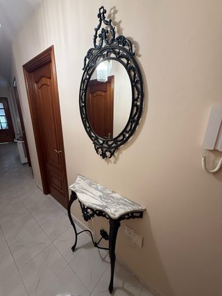 Conjunto de recibidor mármol-metal, espejo...