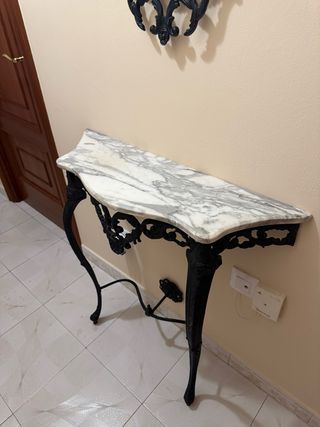 Conjunto de recibidor mármol-metal, espejo...