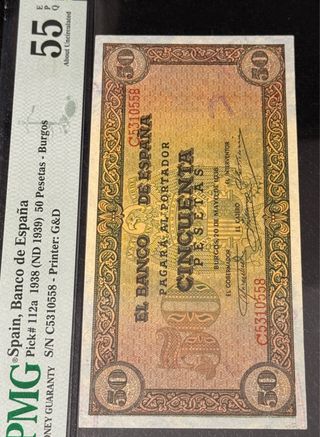 Billete 50 Pesetas España 1938