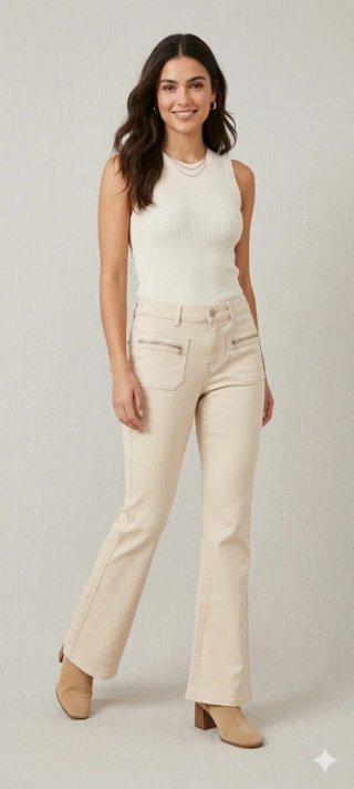 Pantalones Pimkie Campana Beige | Flare 70s | T.36