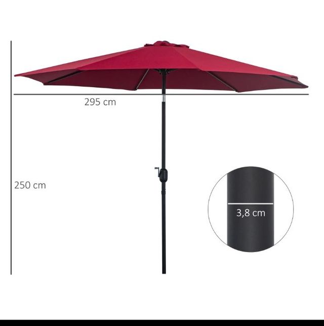 Sombrilla roja para jardín