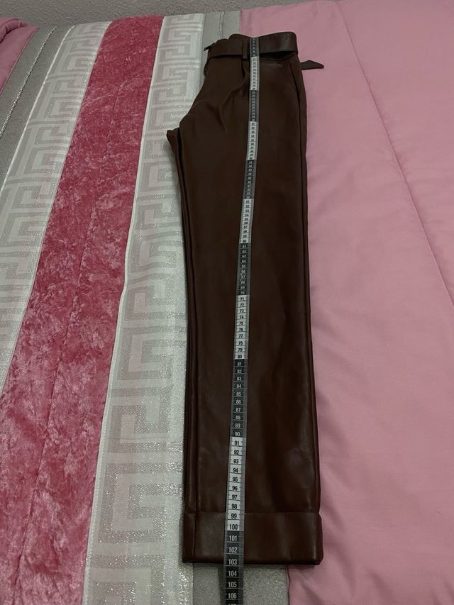 Pantalones cuero marrón - Talla S