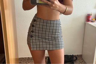 Falda pantalón cuadros Bershka
