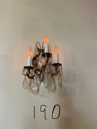 Aplique 3 luces cristal dorado