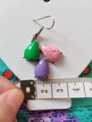 Pendientes vintage piedras morado - rosa - verde