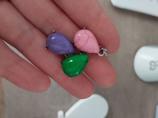 Pendientes vintage piedras morado - rosa - verde