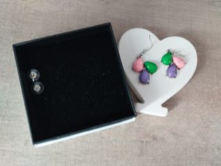 Pendientes vintage piedras morado - rosa - verde