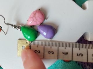 Pendientes vintage piedras morado - rosa - verde