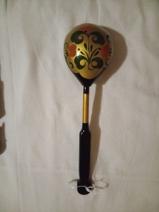 Mestolo legno dipinto - nero, oro