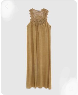 Vestido largo crochet Zara beige