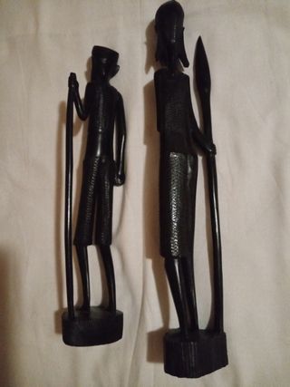 2 Statuette Legno - Oggetti Etnici