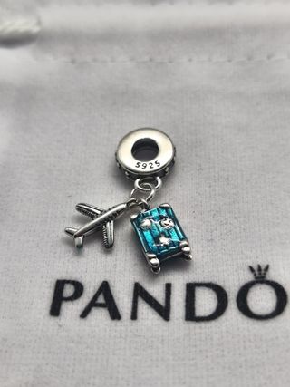 Charm plata avión y maleta para pulsera pandora