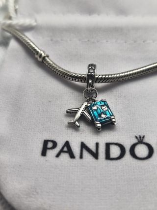 Charm plata avión y maleta para pulsera pandora
