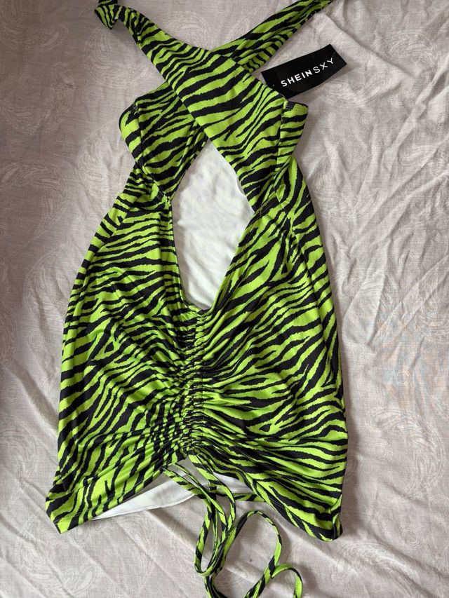 Vestido cebra SHEIN - Verde neón