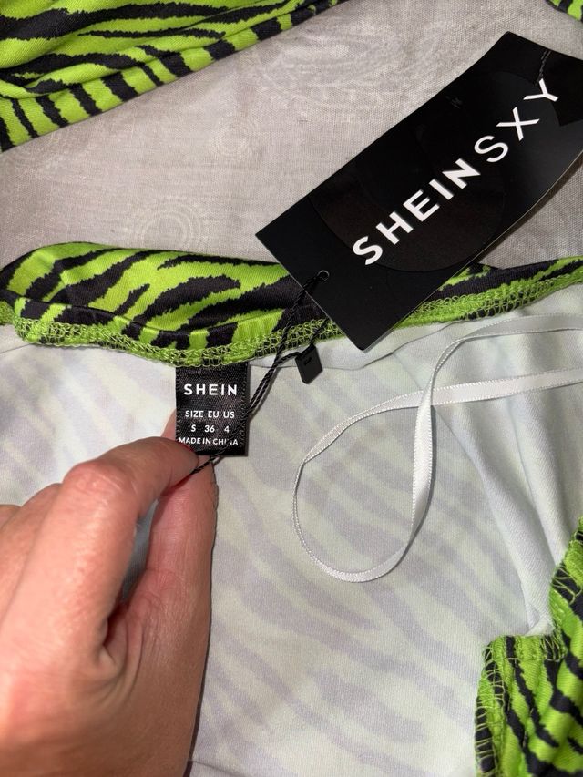 Vestido cebra SHEIN - Verde neón