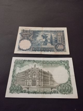 2 Billetes España antiguos (500|1000 pts)