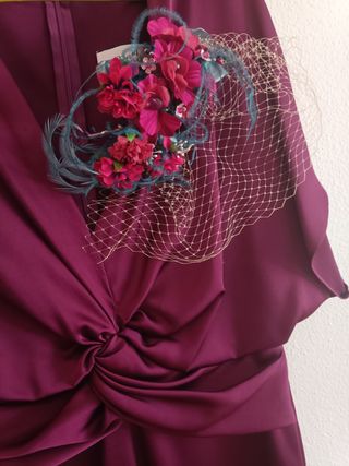 Vestido madrina morado - tocado