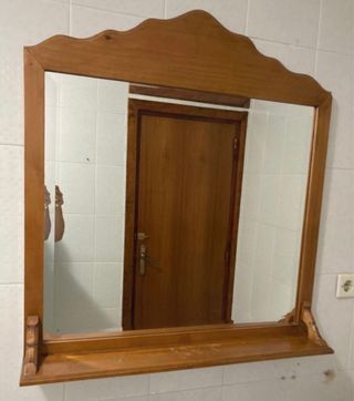 Espejo madera baño - Marrón