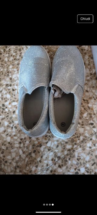 Scarpe glitter argento n.38