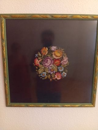 Cuadro bordado flores multicolor