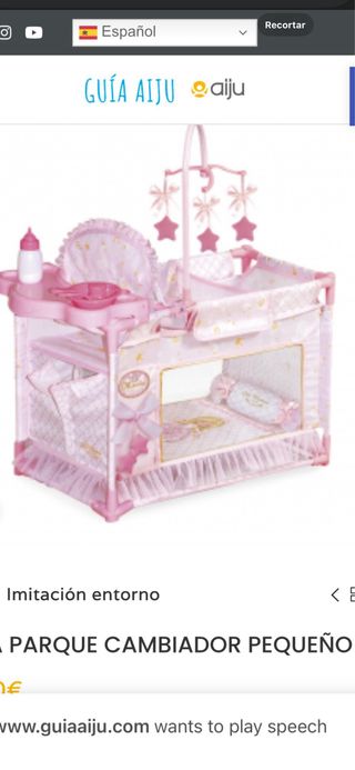 Cuna, parque, cambiador y trona  muñecos