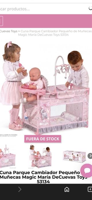 Cuna, parque, cambiador y trona  muñecos