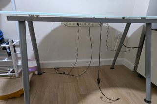Mesa escritorio riñón blanco cristal