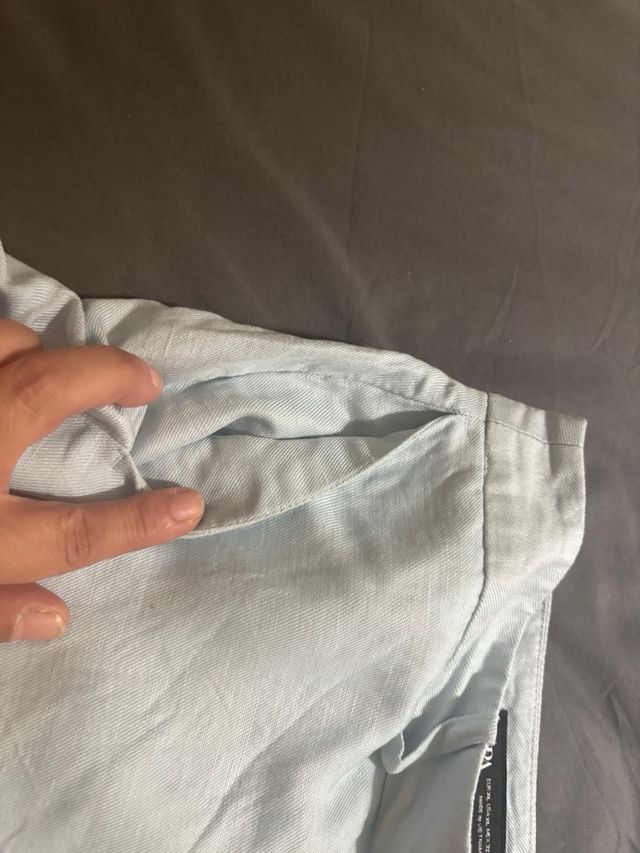 Shorts azules de lino