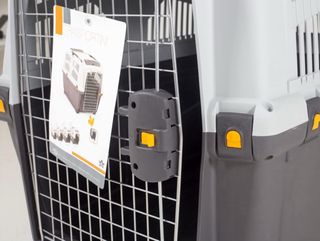 Transportín perro grande gris y blanco